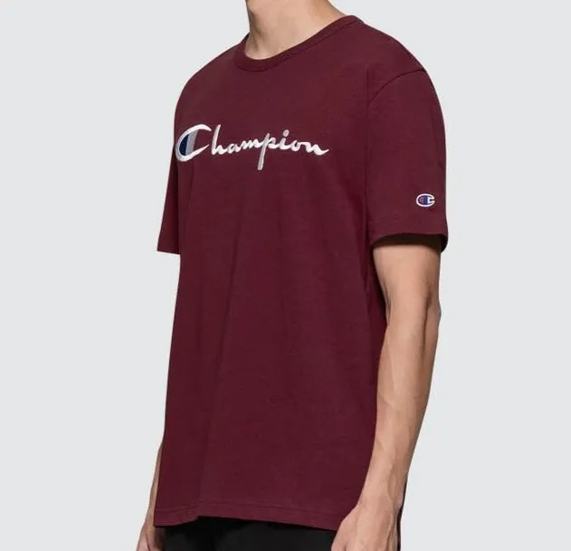 Champion Embroidered Big Script T-Shirt Burgundy