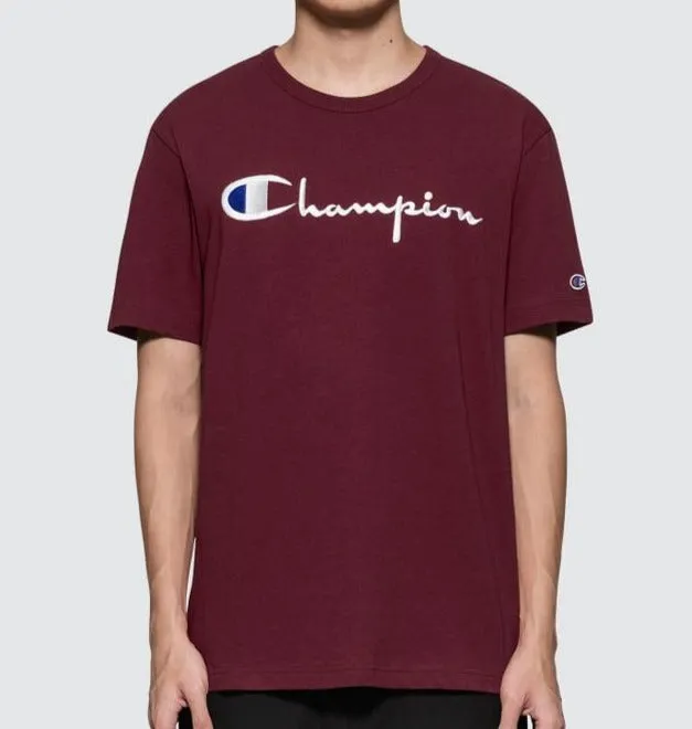 Champion Embroidered Big Script T-Shirt Burgundy