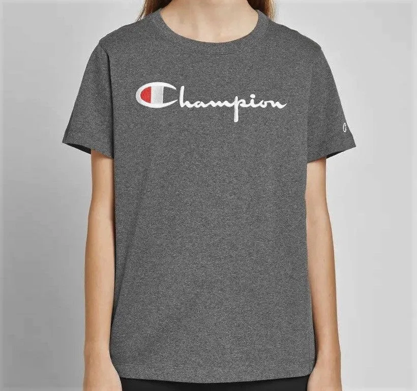 Champion Embroidered Big Script T-Shirt Dark Grey