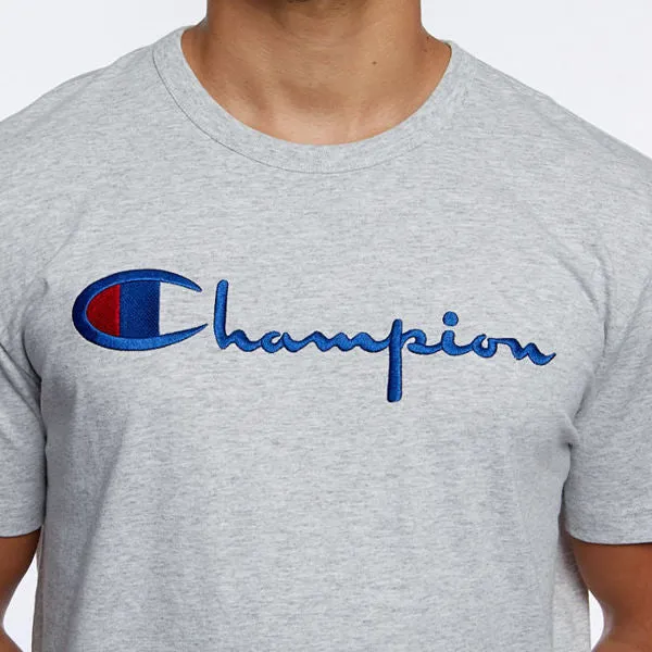 Champion Embroidered Big Script T-Shirt Grey