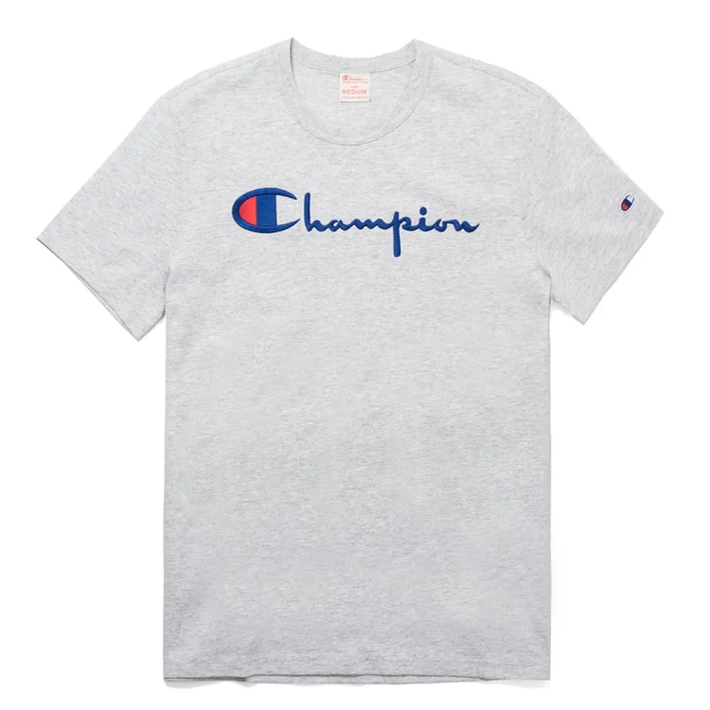 Champion Embroidered Big Script T-Shirt Grey