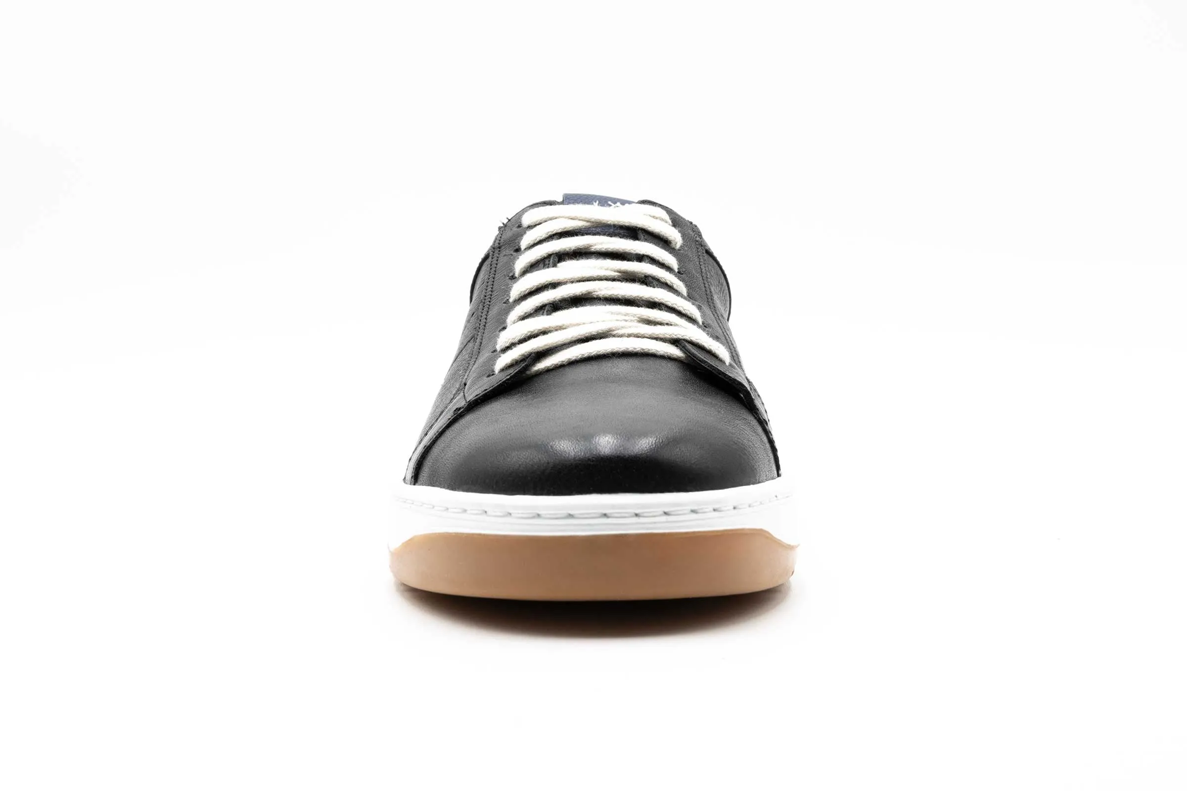 Charles Tumbled Glove Leather Sneakers - Black