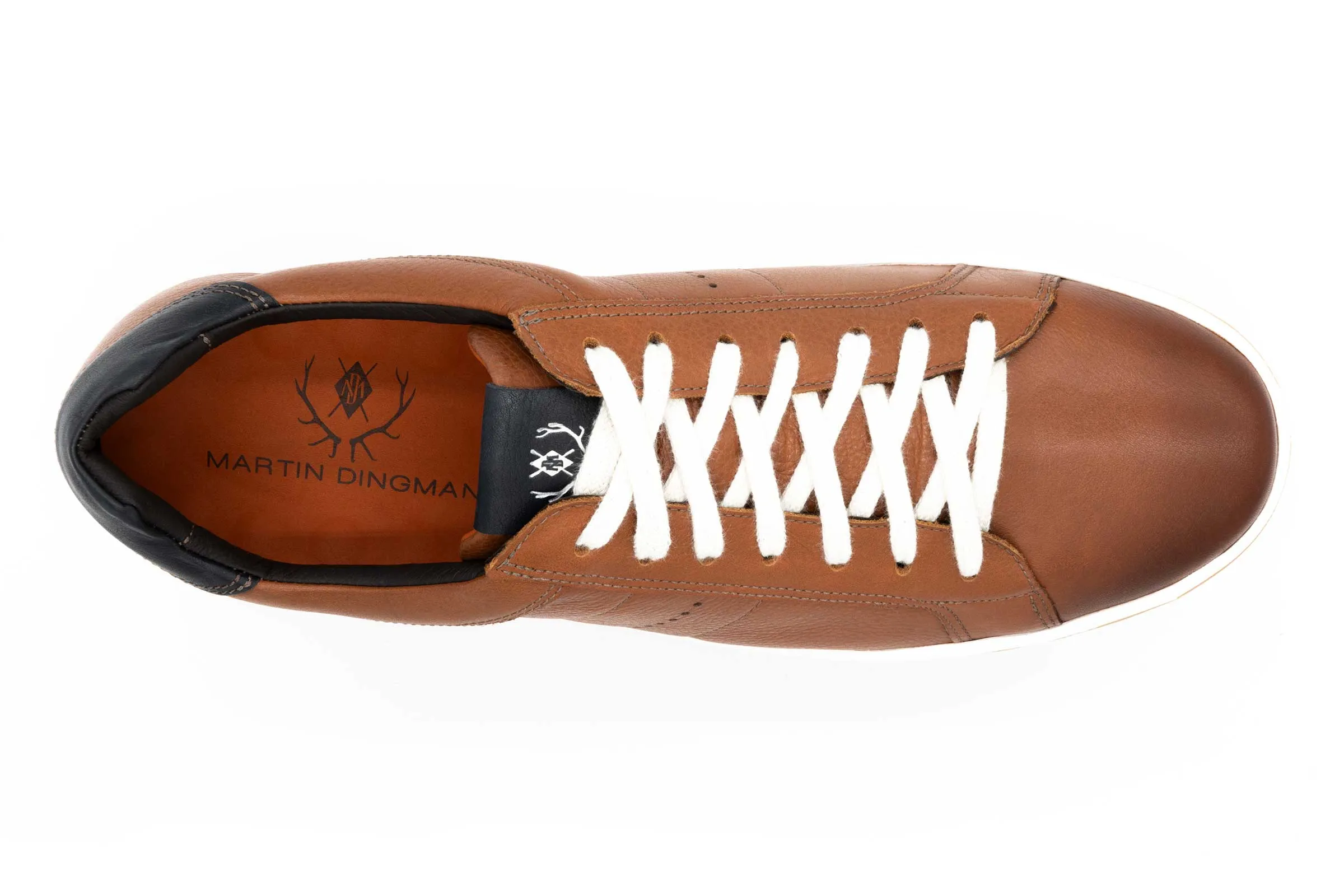 Charles Tumbled Saddle Leather Sneakers - Whiskey