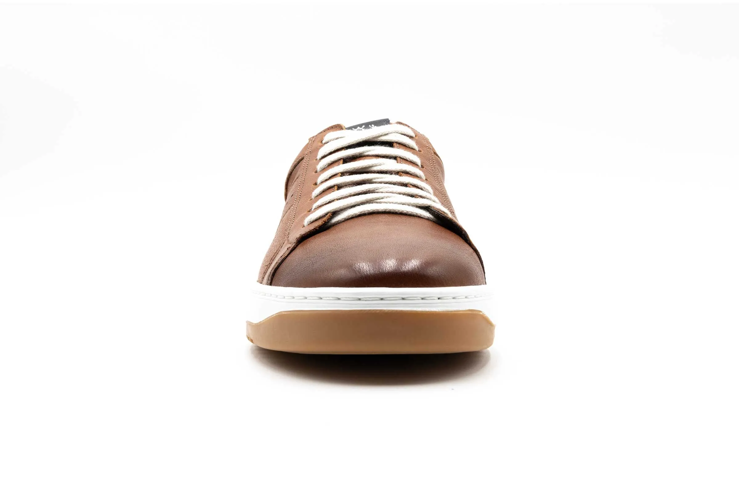 Charles Tumbled Saddle Leather Sneakers - Whiskey