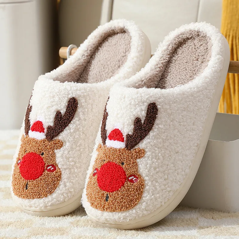 Christmas Shoes Winter Home Slippers Elk Soft Cozy Bedroom Slipper Slip On House Shoes