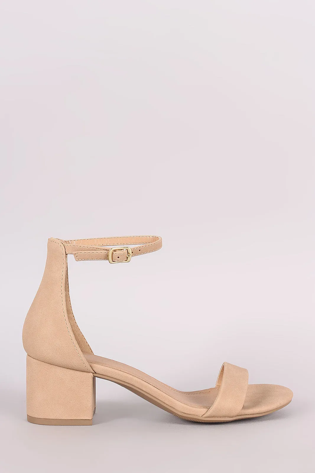 City Classified Nubuck Ankle Strap Open Toe Block Heel