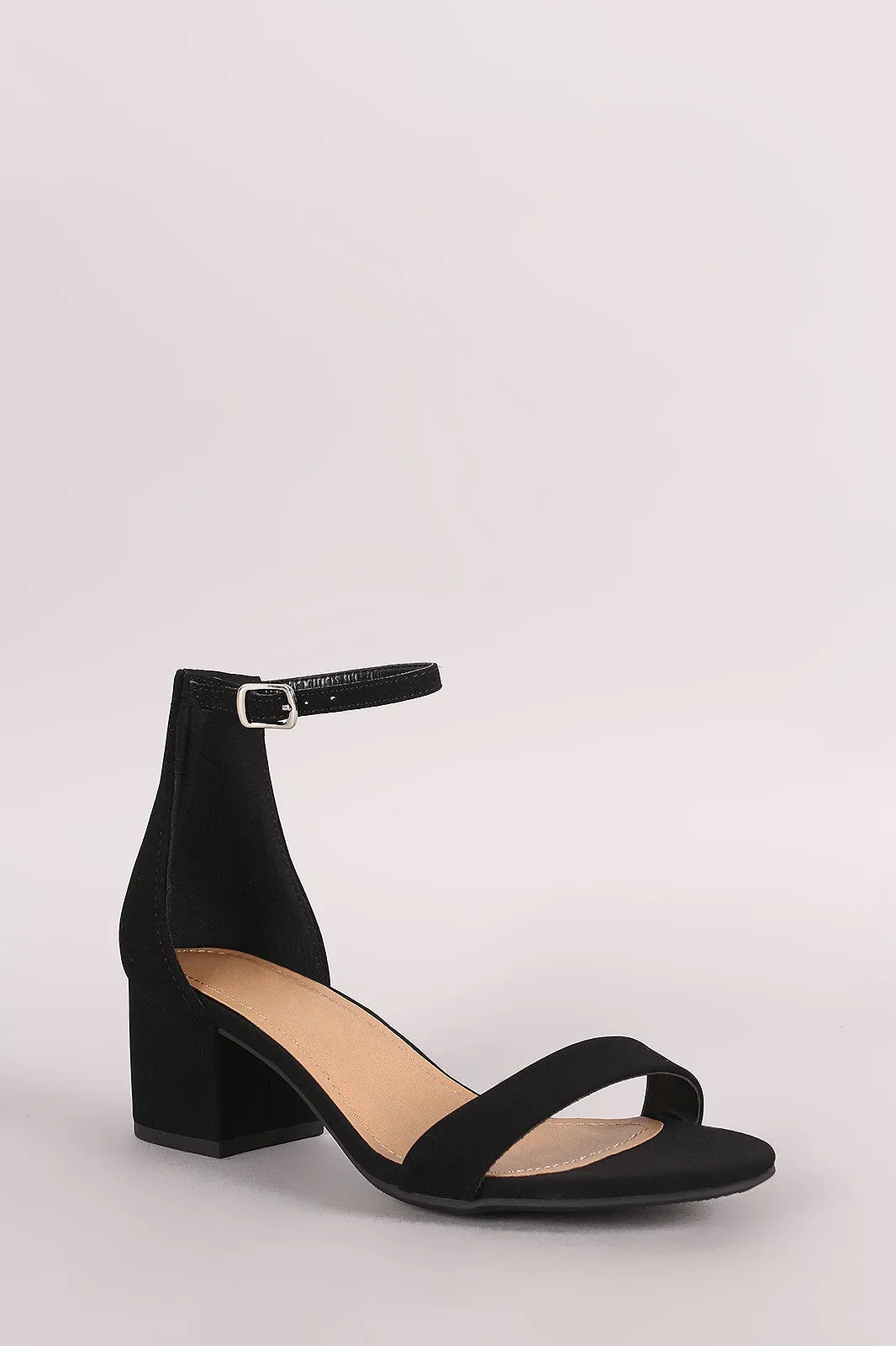 City Classified Nubuck Ankle Strap Open Toe Block Heel