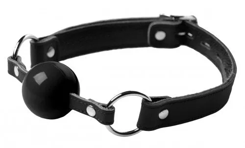 Classic Locking Silicone Ball Gag - Black  by Strict Leather