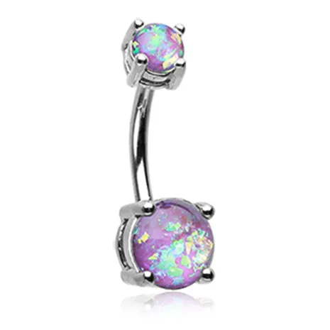 Classic Prong Opal Gleam Belly Bars