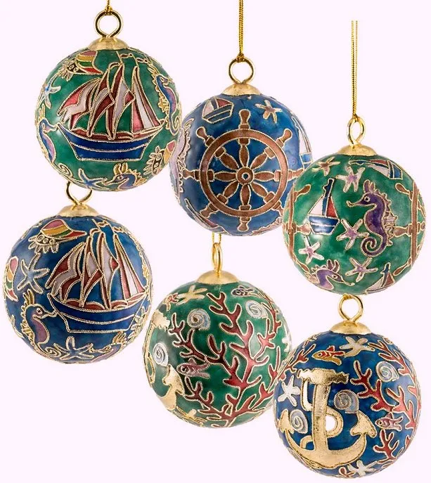 Cloisonne Nautical Ball Ornament Set