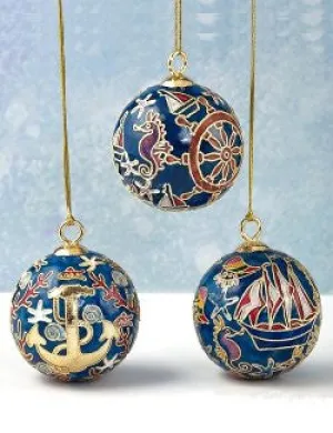 Cloisonne Nautical Ball Ornament Set