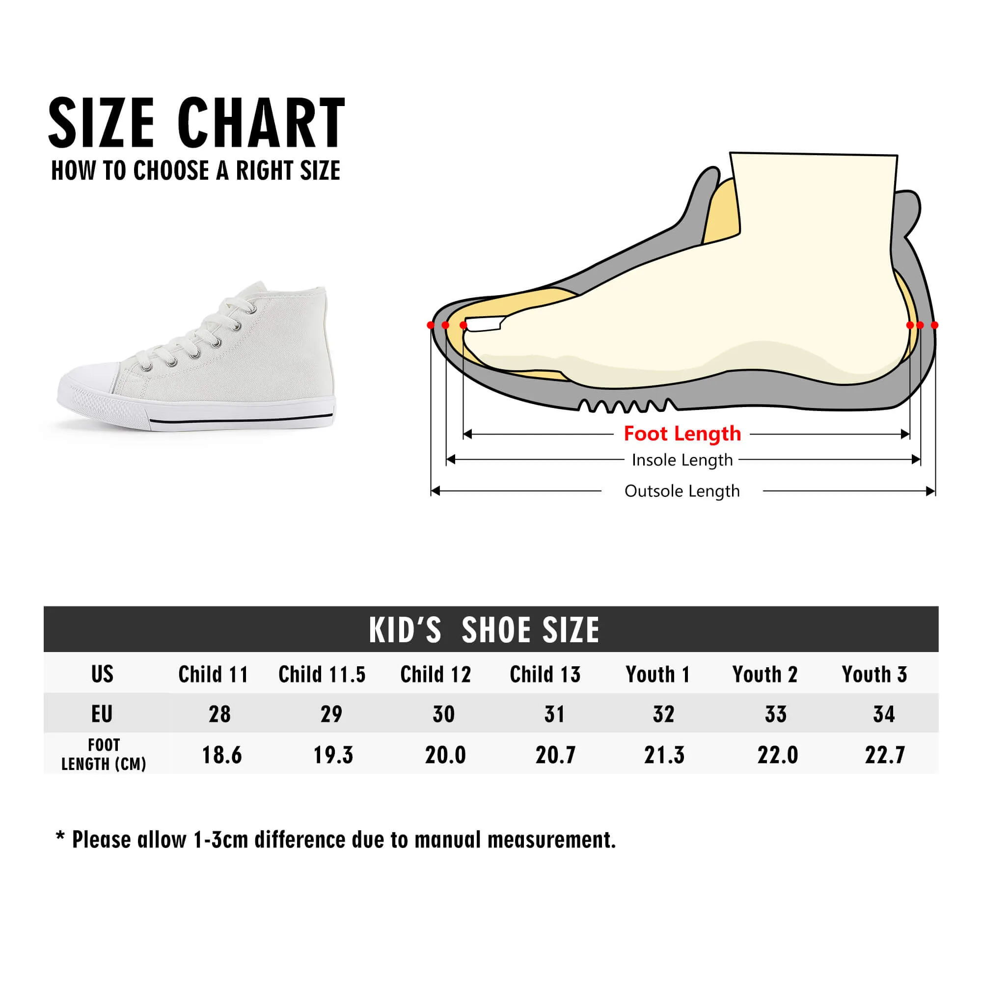 Create You Own Kids High Top Canvas Shoes