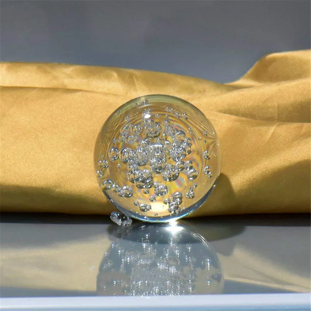 Crystal Glass Marbles Water Fountain Bubble Ball feng Shui Decorative Glass Balls Home Indoor Water Fountain Figurines (60mm)