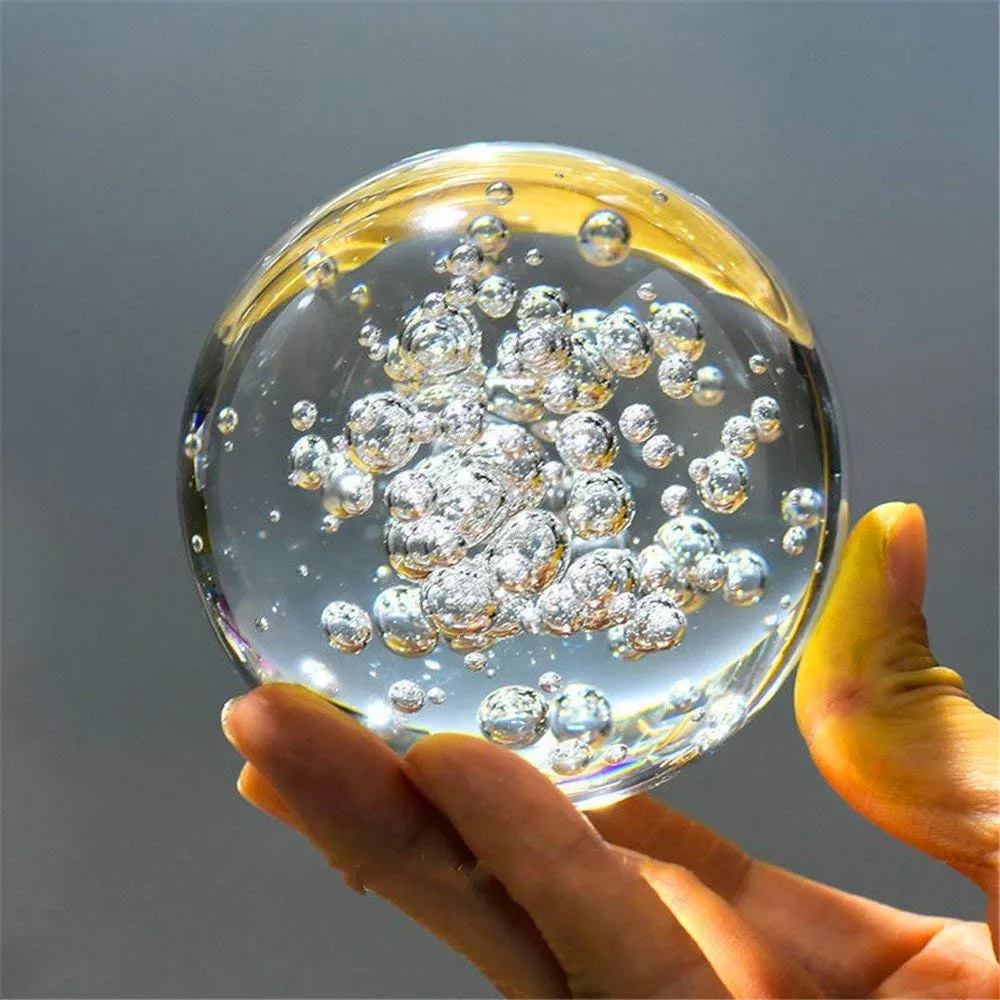 Crystal Glass Marbles Water Fountain Bubble Ball feng Shui Decorative Glass Balls Home Indoor Water Fountain Figurines (60mm)