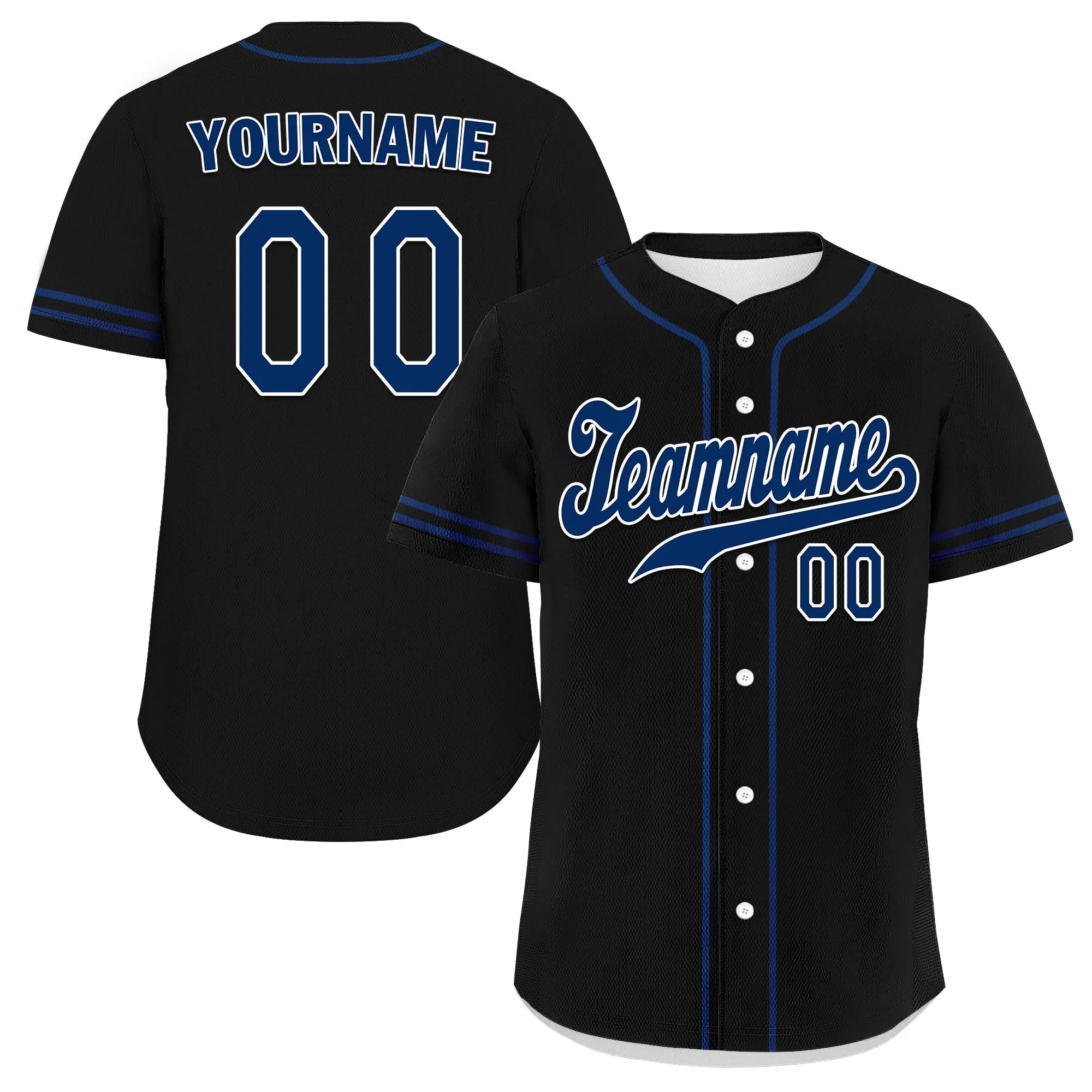 Custom Black Classic Style Blue Personalized Authentic Baseball Jersey UN002-bd0b00d8-bd