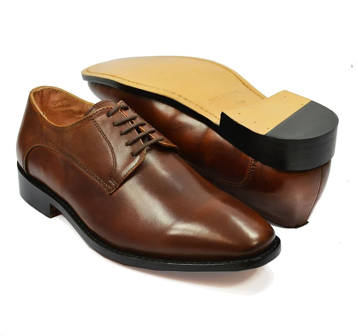 DALLAS Classic Plain Derby in Bombay Brown by Paul Malone