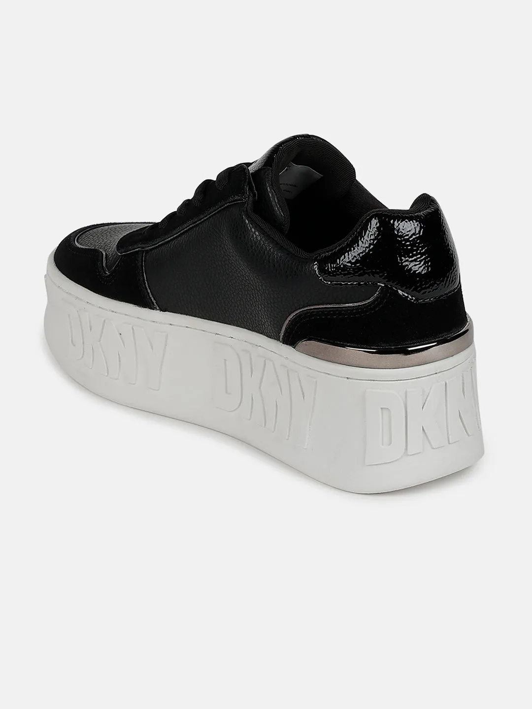 Dkny Women Black Solid Round Toe Lace-Ups Sneakers