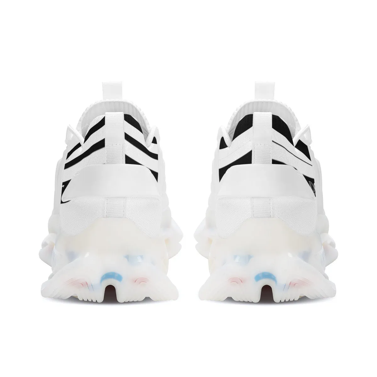 DON'T DX4 White Logo Black Stripes & White Air Max React Sneakers - White