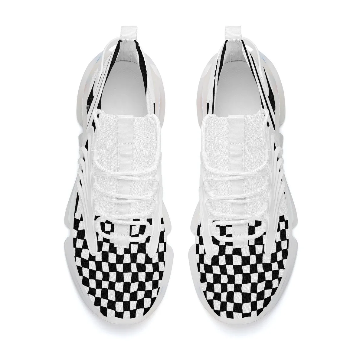 DON'T DX4 White Logo Black Stripes & White Air Max React Sneakers - White