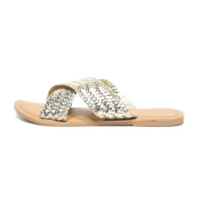 Dorothy Perkins Sliders Leather Gold Colour For Women