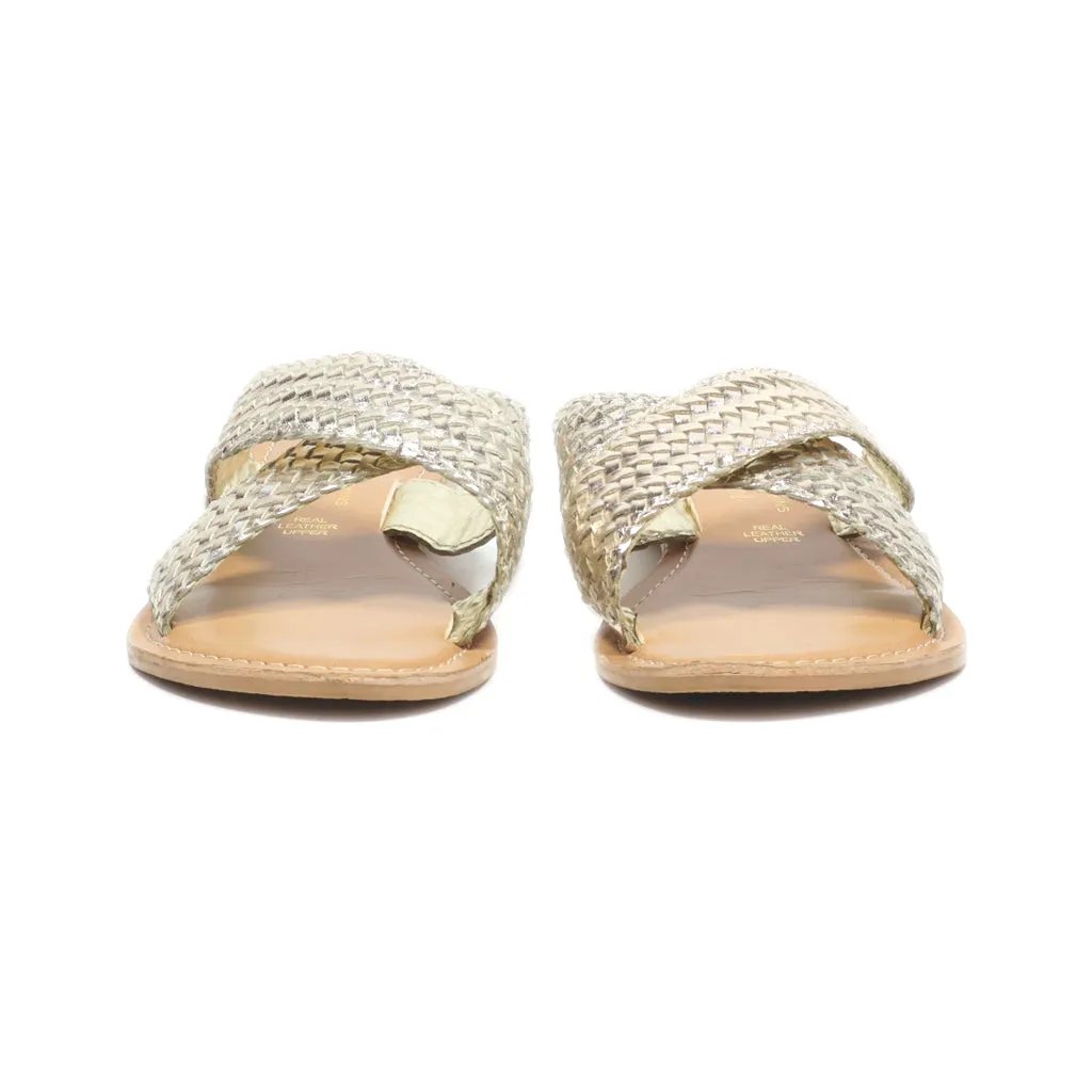 Dorothy Perkins Sliders Leather Gold Colour For Women