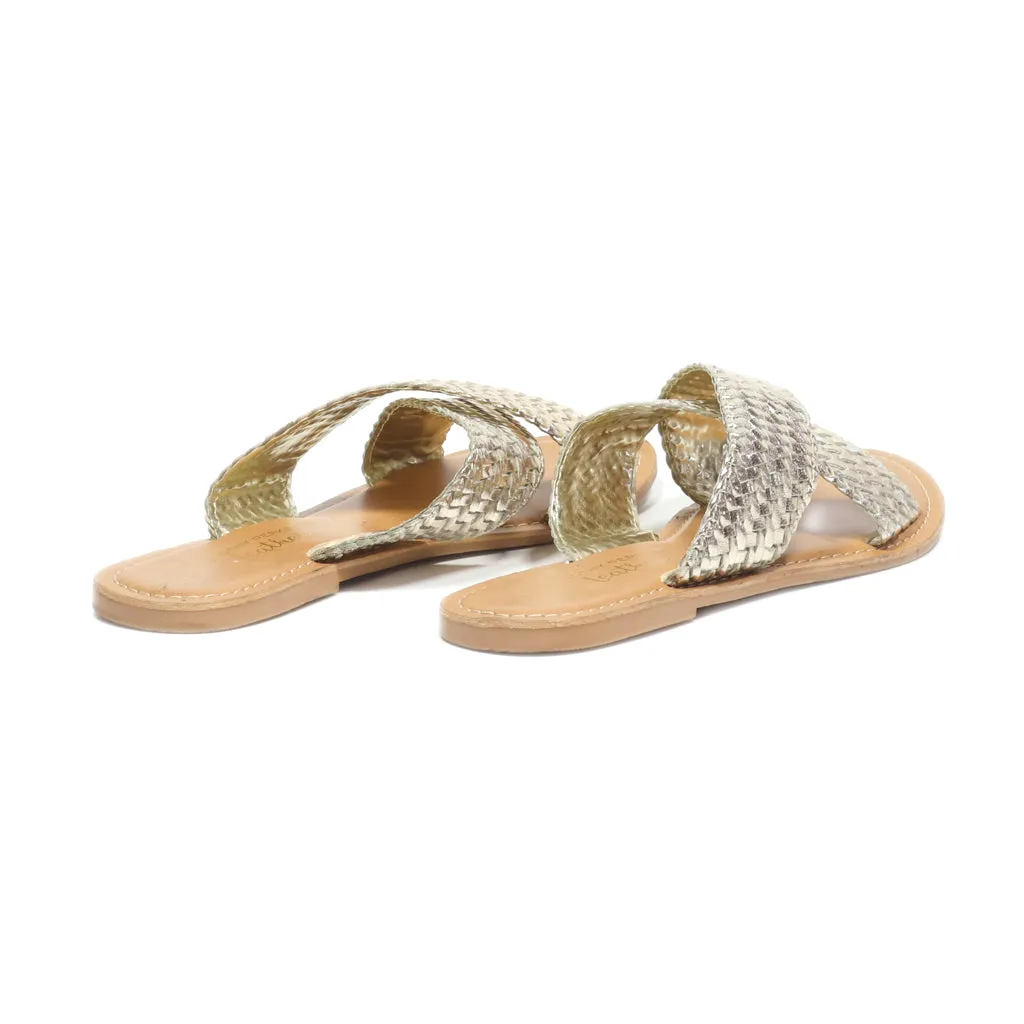 Dorothy Perkins Sliders Leather Gold Colour For Women