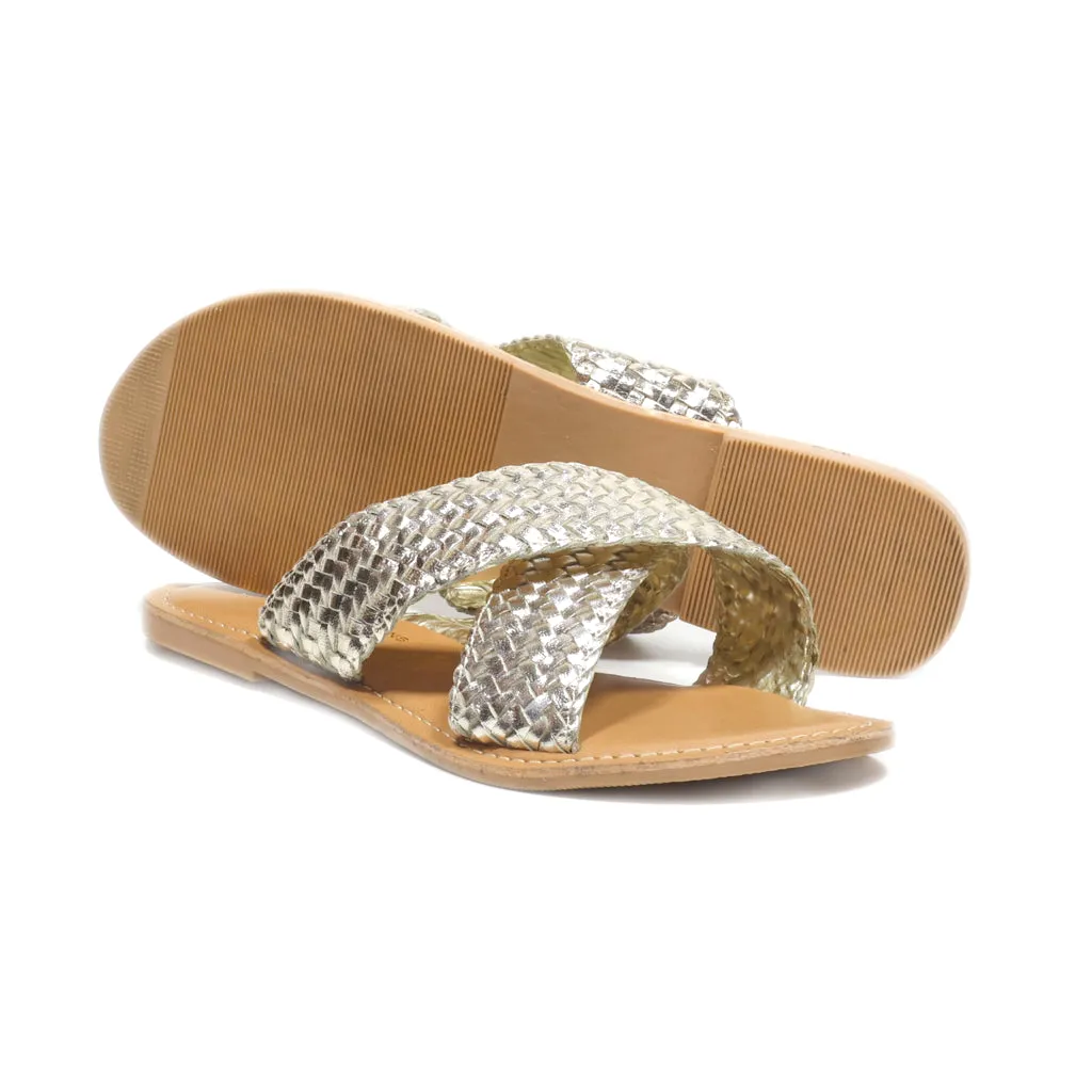 Dorothy Perkins Sliders Leather Gold Colour For Women