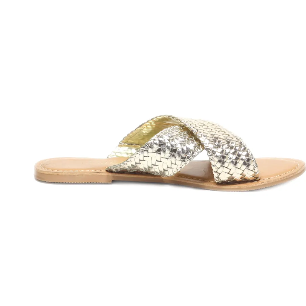 Dorothy Perkins Sliders Leather Gold Colour For Women