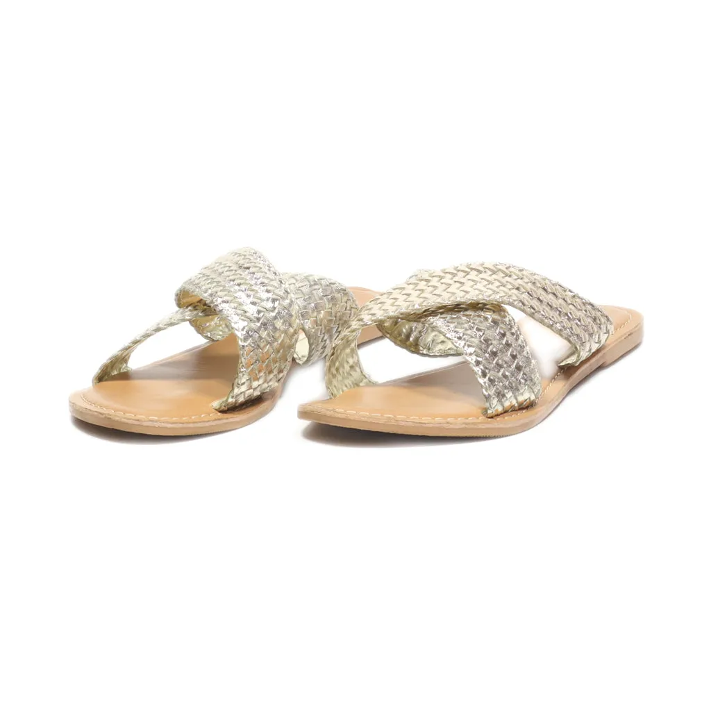 Dorothy Perkins Sliders Leather Gold Colour For Women