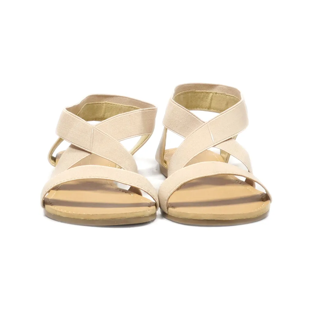 Dreampairs Elatica Flat Sandals Fabric Beige Colour For Women