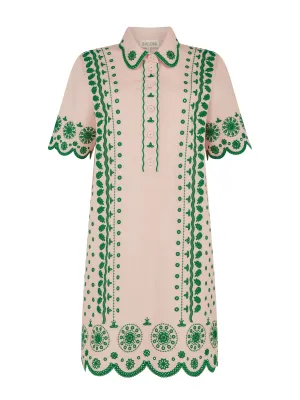 Dree Cotton Broderie-anglaise Shirt Dress in Blush Pink Apple