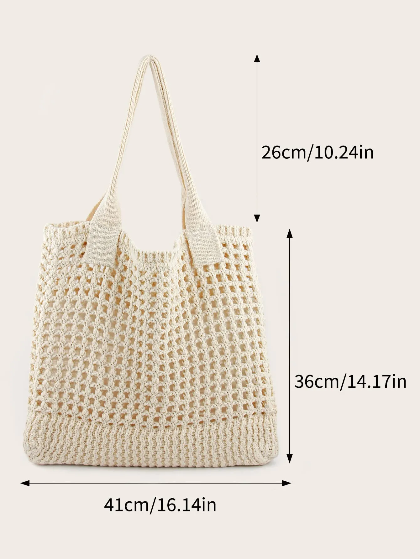 Enbei Women's Large Beach Tote Bag White Crocheted Aesthetic Shoulder Handbag