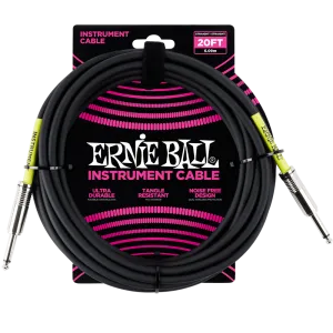 Ernie Ball Classic Instrument Cable Straight/Straight 20 ft - Black