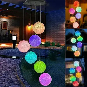 Evolluxi® Solar Wind Chime Light - Color Changing Crystal Ball Solar Wind Chimes Outdoor Decoration Lights with Waterproof LED Wind Chime Solar Light for Garden, Patio, Holiday Deco Gift (Pack of 1)