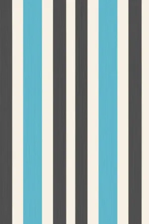 Farrow & Ball Wallpaper Chromatic Stripe BP4205 White/ Aqua/ Black