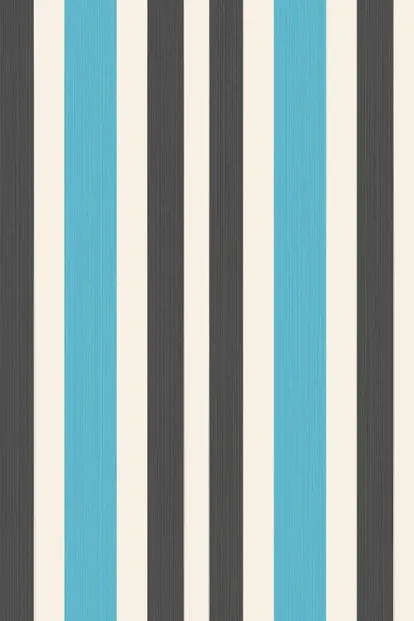 Farrow & Ball Wallpaper Chromatic Stripe BP4205 White/ Aqua/ Black