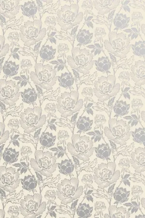 Farrow & Ball Wallpaper Peony BP2303 Metallic Silver / Cream