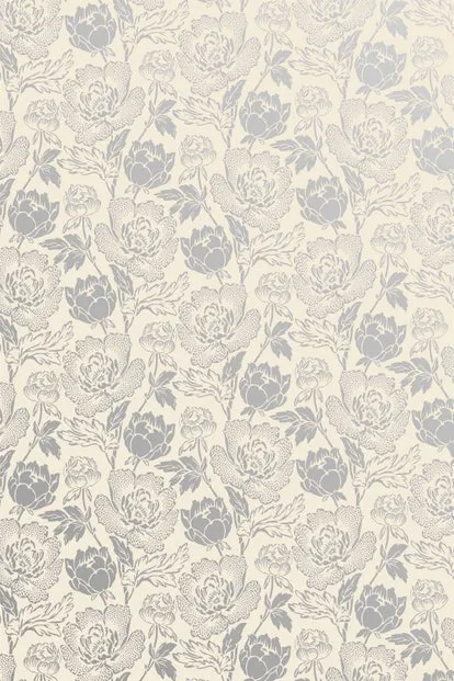 Farrow & Ball Wallpaper Peony BP2303 Metallic Silver / Cream