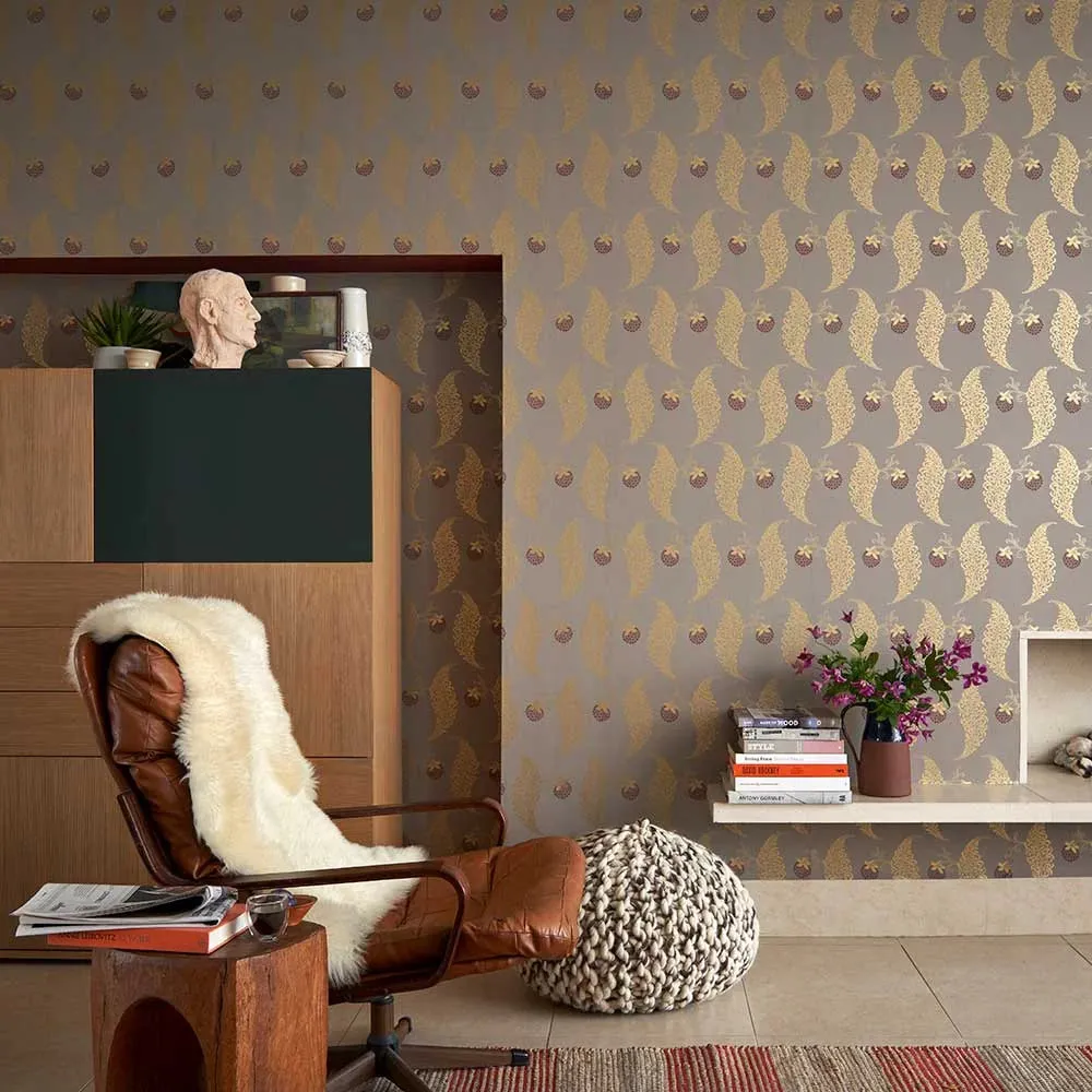 Farrow & Ball Wallpaper Rossyln BP1925 Metallic Gold / Taupe