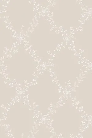 Farrow & Ball Wallpaper Toile Trellis BP620 White/Taupe