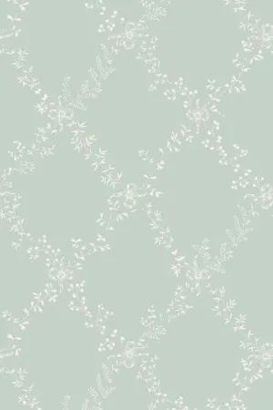 Farrow & Ball Wallpaper Toile Trellis BP669 White/Duck Egg