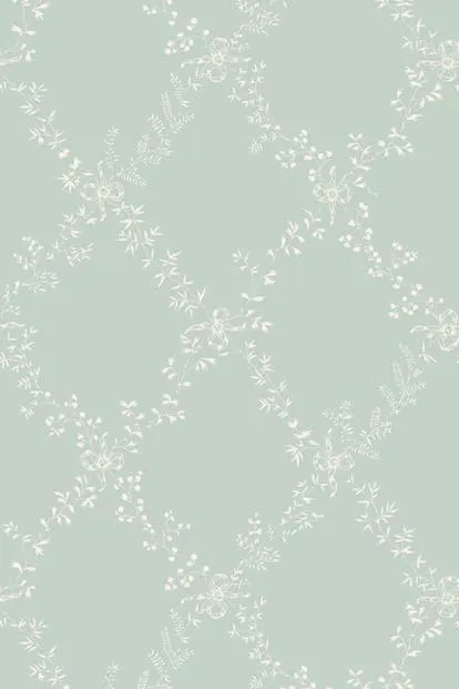 Farrow & Ball Wallpaper Toile Trellis BP669 White/Duck Egg