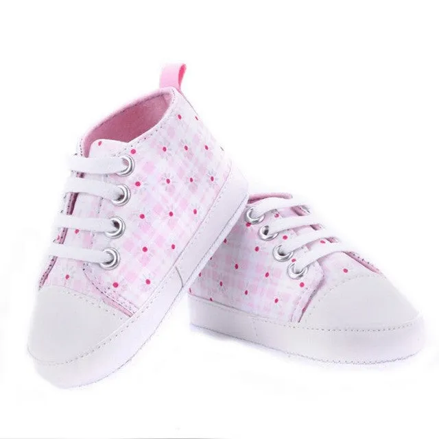 Fashion Baby Shoes Girls Boys Rainbow Canvas Shoes Soft Casual Lace Prewalkers Sneaker