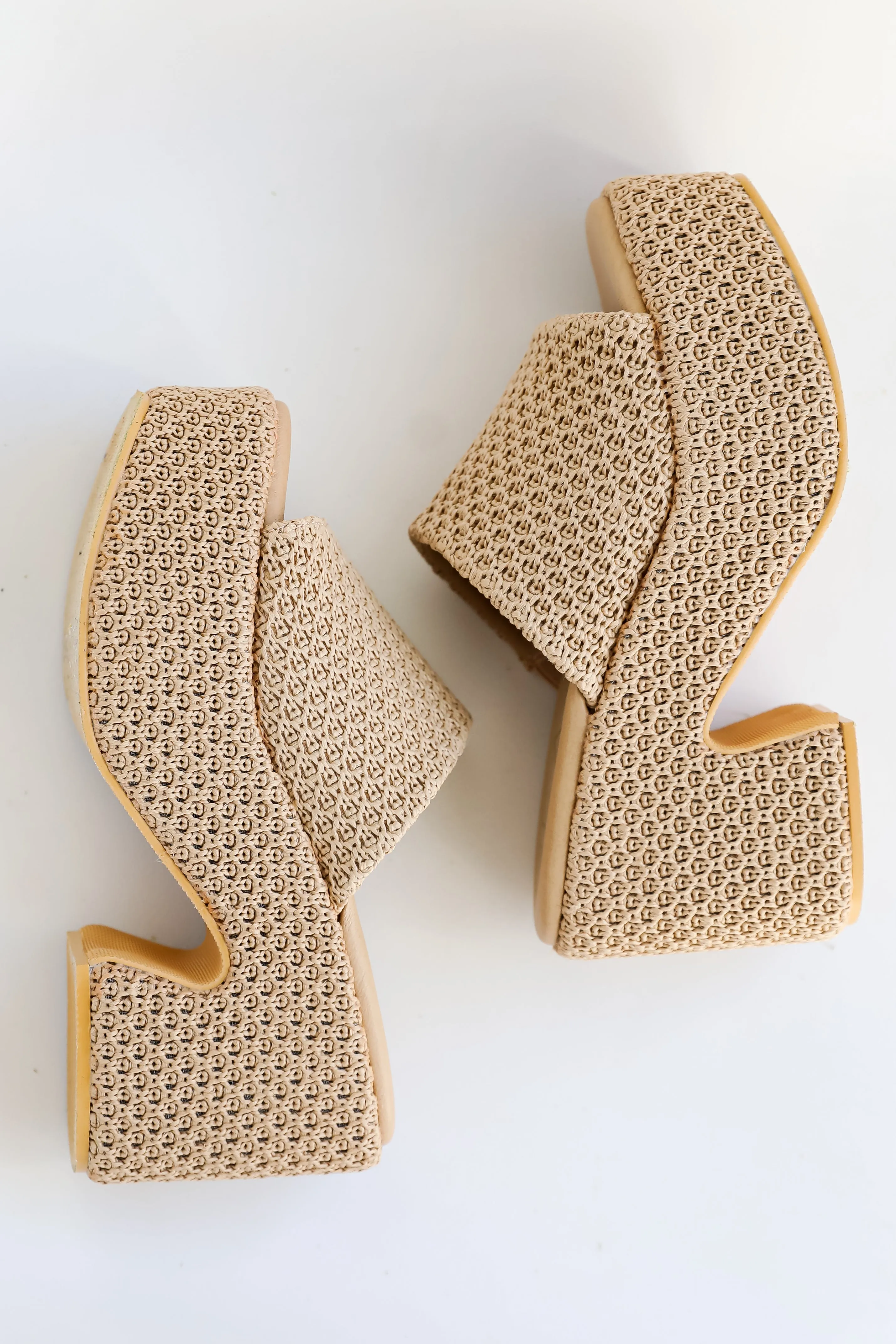 FINAL SALE - What A View Tan Platform Slide Heels