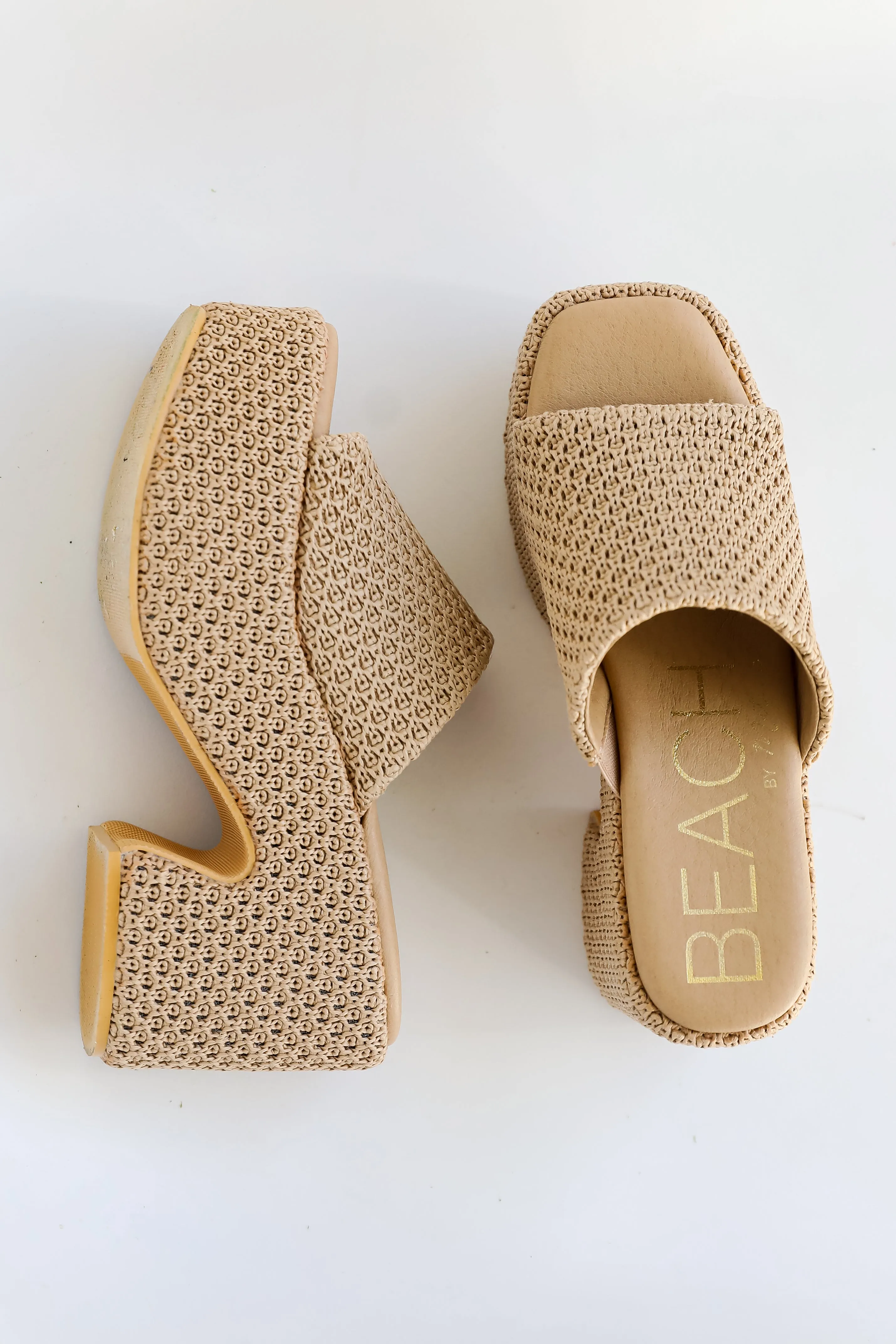 FINAL SALE - What A View Tan Platform Slide Heels