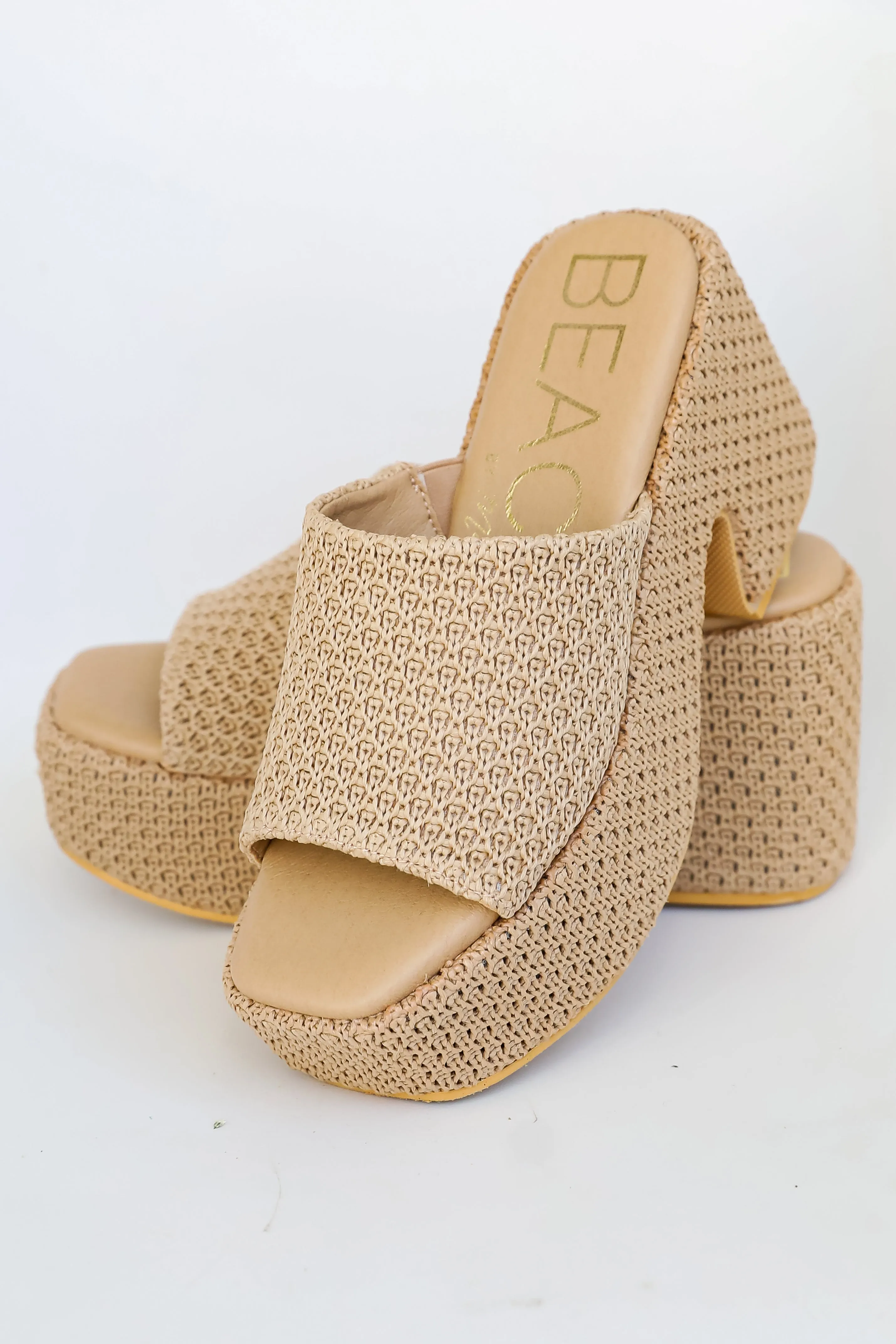 FINAL SALE - What A View Tan Platform Slide Heels