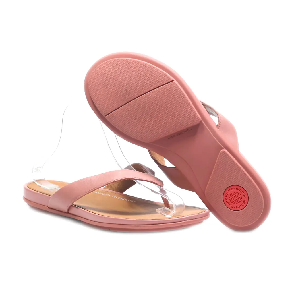 Fitflop Gracie Flat Sandals Leather Pink Colour For Women