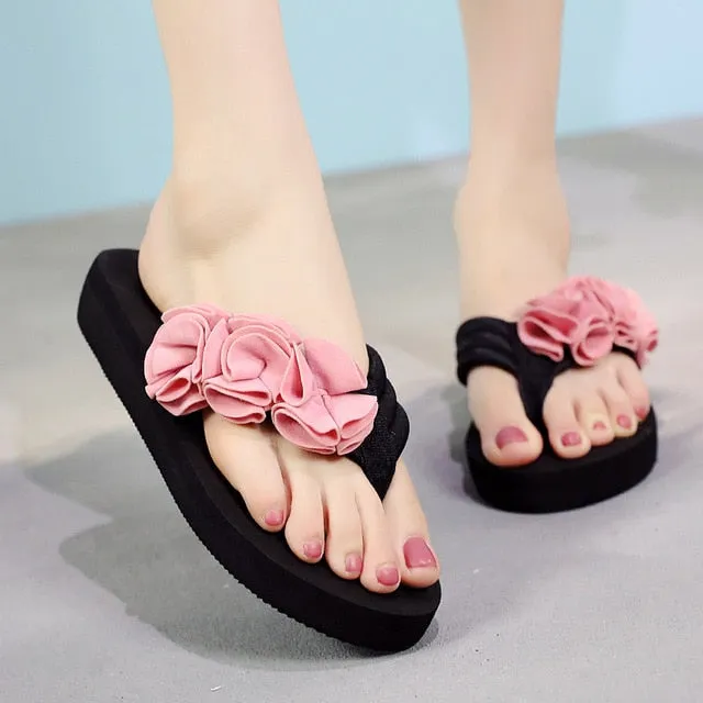 Flower Clip Toe Flip Flops Women Slippers