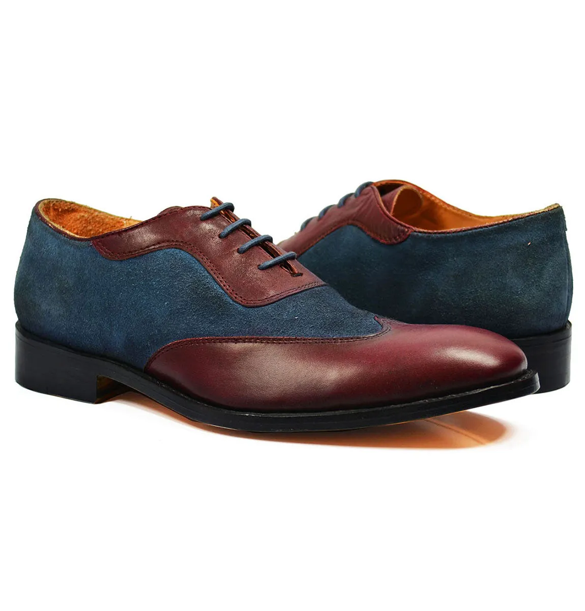 FLYNN Brown and Burgundy Leather Oxfords