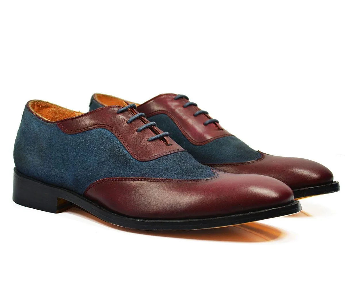 FLYNN Brown and Burgundy Leather Oxfords